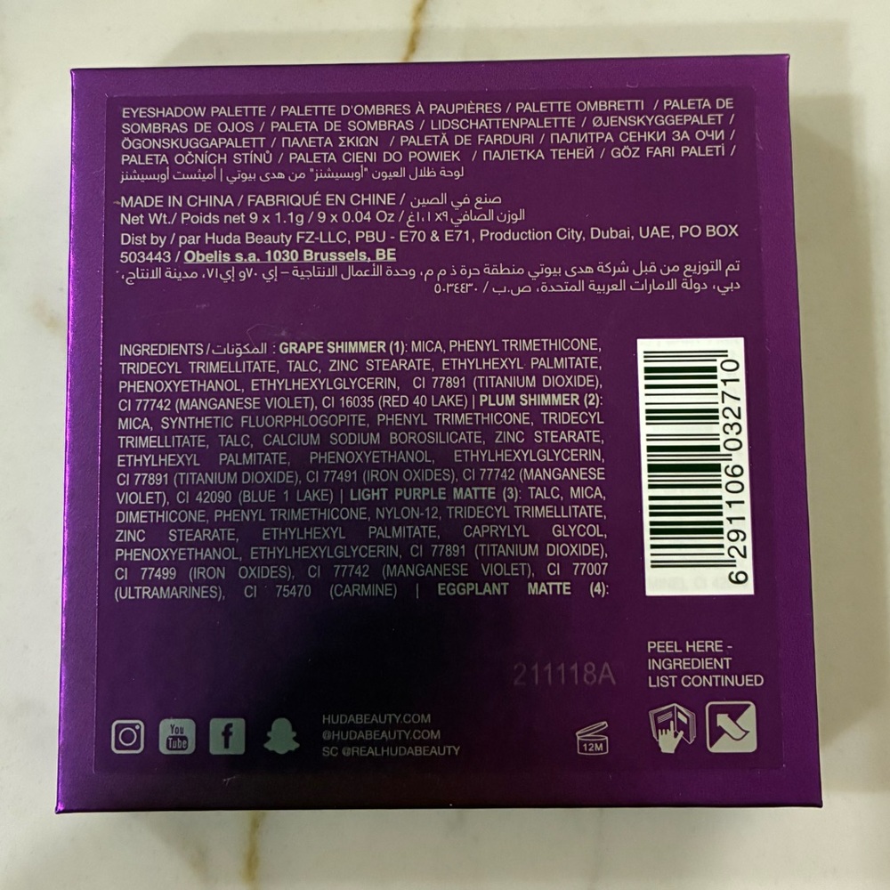 Huda Beauty Amethyst Obsessions eyeshadow palette. 9 colours. With mirror. New! - Picture 6 of 7